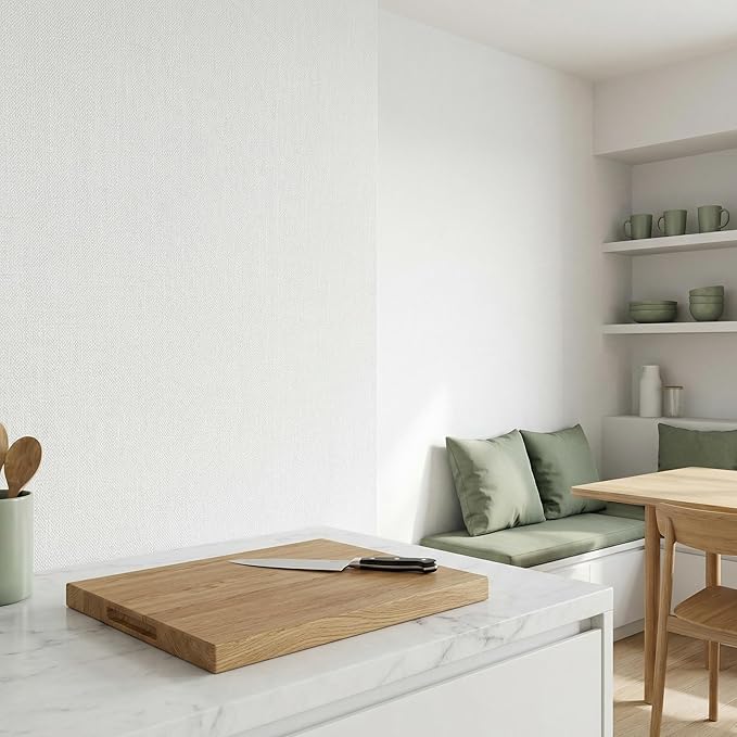 WADILE Grasscloth Peel and Stick Wallpaper 15.7in x 196.8in, Textured Contact Paper for Cabinets, Faux Linen Wall Paper Pull and Stick, Fabric Vinyl Wallpaper Self Adhesive White | Textured contact paper, Faux linen, Vinyl material, Cabinets, Self adhe...