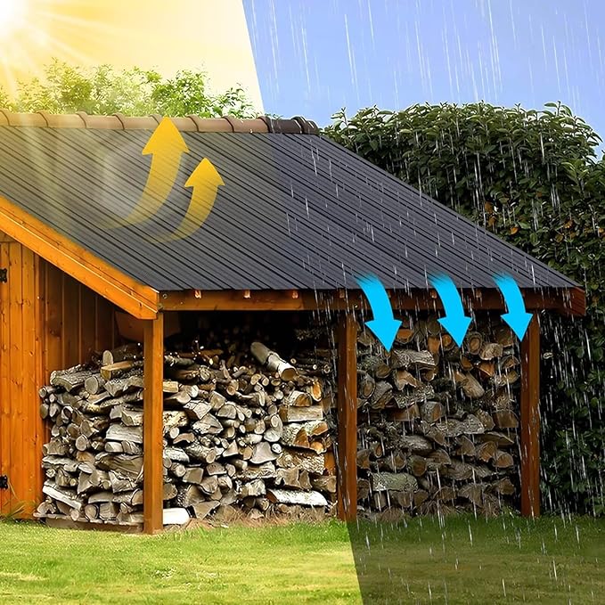 Metal Roofing Panels - 12Pcs Waterproof Heavy Duty Metal Roof Panels Corrugated Metal Siding for Roofs Carports Tool Sheds Patio Porch Pergola, Easy to Install Grey, 50.78x17.7in