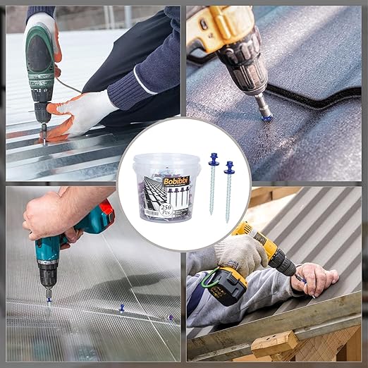 Metal Roofing Screws 10 x 2-1/2 inch, Blue Hex Head Sheet Metal Roof Screw with EPDM Washer for Corrugated Roofing (250Pcs)