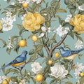 Danodoi Green Vintage Lemon Bird Peel and Stick Wallpaper 17.5" x 393" | Waterproof Vinyl Self Adhesive Removable Renter Friendly Floral Contact Paper
