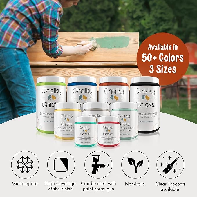 Chalky Chicks 32 Fl Oz Matte Pumpkin Pie (Orange) Chalk Paint for Furniture Without Sanding - No Prep Furniture Paint No Sanding All in One for Crafts, Wood, Walls, Cabinet, Metal, Dresser, Farmhouse