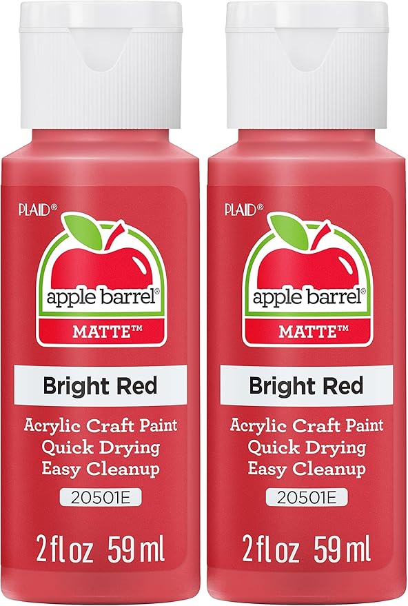Apple Barrel Acrylic Paint in Assorted Colors (2 oz), 20501, Bright Red (Pack of 2)