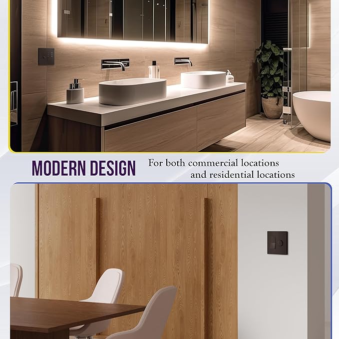 ENERLITES Combination Toggle Light Switch/Decorator Light Switch Plate, Double Switch Wall Plate, Standard Size 2-Gang 4.68" x 4.73", Polycarbonate Thermoplastic, Gloss Finish, SI881131-BR, Brown