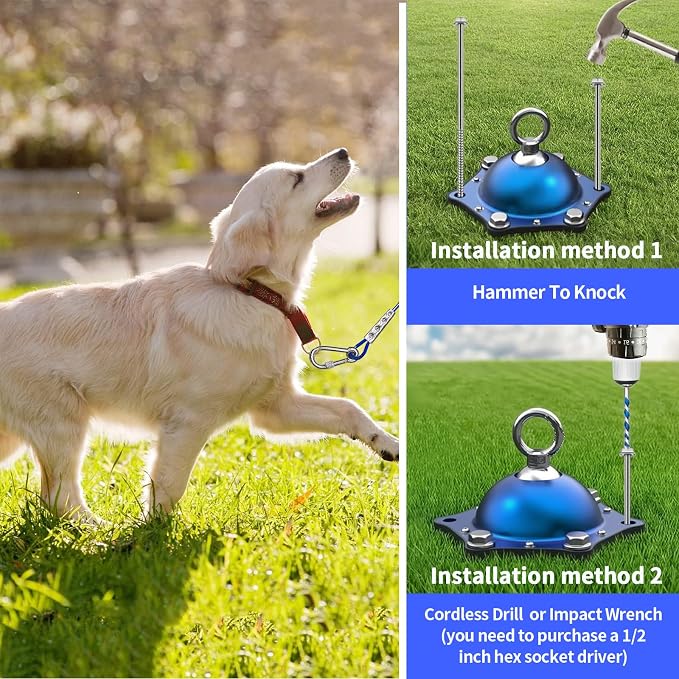 TOPKNOT Dog Tie Out Cable and Stake for Camping,360°Swivel Dog Run- No Tangle,with 20FT Heavy Duty Cable - Up to 150LBS,Ideal for Outdoor Camping
