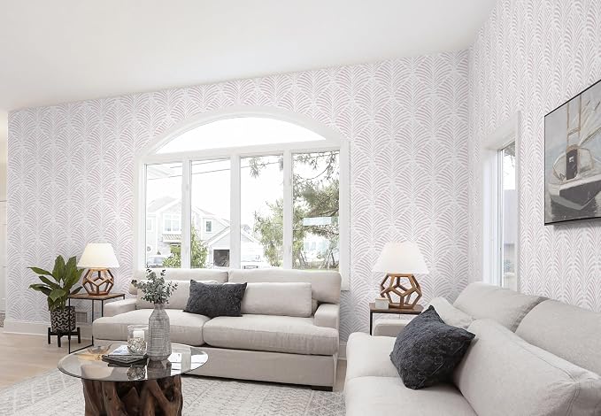 Safiyya Peel and Stick Wallpaper Boho Contact Paper 17.3"x196" Pink Geometric Modern Wall Paper Self Adhesive Removable Wallpaper for Bedroom Vinyl Rolls