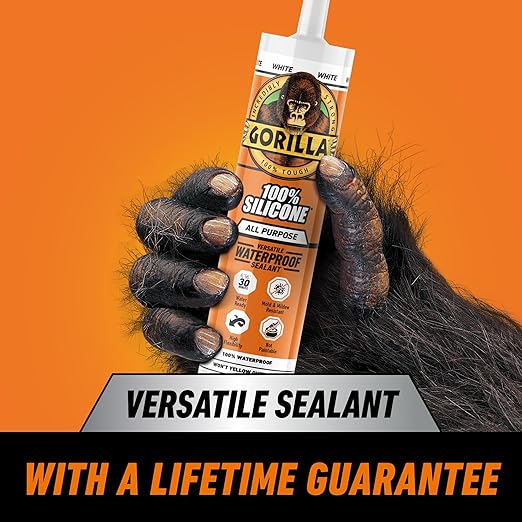 Gorilla 100% Silicone Sealant All Purpose, 10 Ounce Cartridge, White (Pack of 2)
