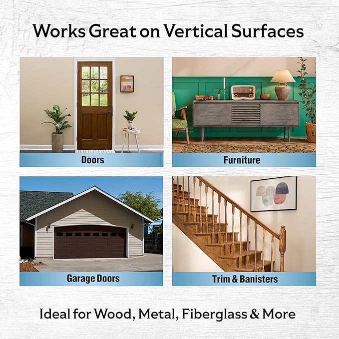 Varathane Total Control Gel Stain | Low Odor Water-Based Formula | Thick Gel Formula for Vertical Surfaces | Ideal for Wood, Metal & Fiberglass | Half Pint | Classic Gray