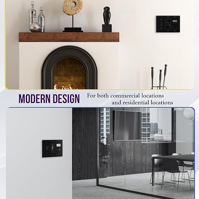 ENERLITES Combination Toggle Light Switch/Decorator Light Switch Plate, Three Gang Wall Plate, Standard Size 3-Gang 4.50" x 6.38", Polycarbonate Thermoplastic, 881132-BK, Black