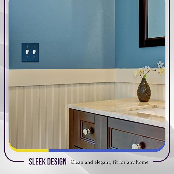 ENERLITES Toggle Light Switch Metal Wall Plate, Stainless Steel Switch Cover, Corrosion Resistant, Standard Size 2-Gang 4.50" x 4.57", Stainless Steel 201, 7712-PBL, Polished Blue