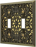 Amerelle 65TTAB Filigree Wallplate, 2 Toggle, Antique Brass