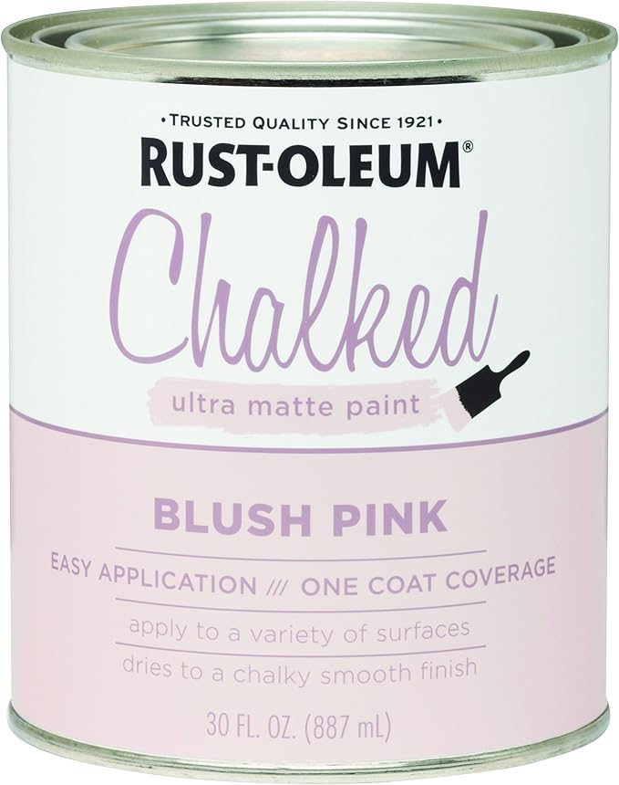Rust-Oleum Blush Pink Chalked All-in-One Ultra Matte Paint | One Coat Coverage | No Primer, Sanding, Or Topcoat Needed | Easy Clean Up | Made in USA | 30 OZ