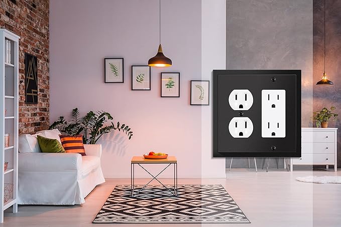 Henne Bery Modern Edge Decorative Wall Plate Switch Plate Outlet Cover, Durable Solid Zinc Alloy (Decorator/Duplex, Matte Black)