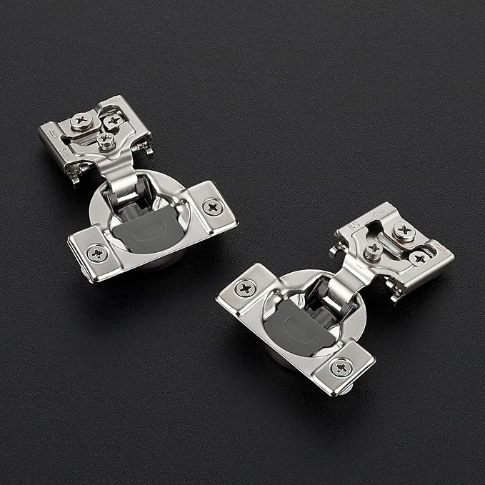 2 Pack 1 Pair 5/8 inch Overlay Soft Close Hinges for Kitchen Cabinet Hinges Satin Nickel Hidden Hinges Stainless Steel Concealed Hinge self Closing