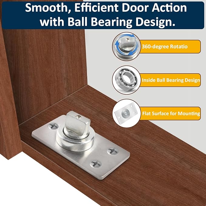 330 LBS Pivot Hinge Set with Door Catch for Large & Heavy Wood Doors – HBL’ Hidden Pivot Door Hardware for Bookshelves, Built-in Ball Bearings for Smooth & Quiet Operation.