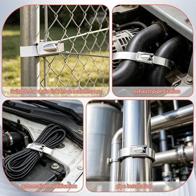 Metal Zip Ties Gun Kit, Stainless Steel Tie Wrap Gun with 300 Metal Cable Ties & Industrial Scissors, Self-Locking Metal Wire Ties for Chainlink Fence Electrical Cable Fastening and Cutting