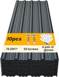 10 pcs Metal Roofing Panels - Corrugated Galvanized Roof Panels L61.02x W17.72 Inch, Waterproof Tin Roof Sheets for Garages,Sheds, Stables and Mobile Homes, Includes Screws(Grey,L61.02''-10)
