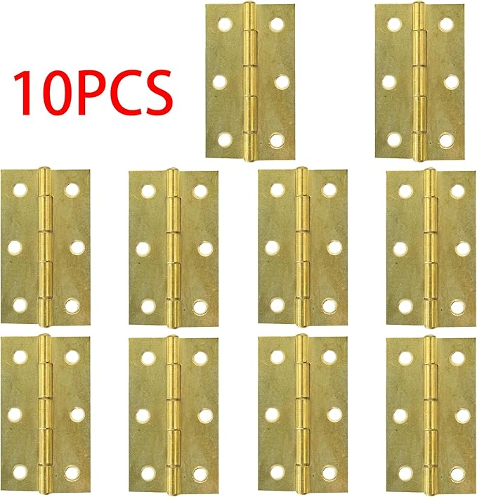 10 Pcs 2.5 Inch Gold Door Hinge Cabinet Hinge, Reliable Gold Ball Bearing Butt Hinges for Windows, Cabinets, and Outdoor Use, Includes Mounting Screws