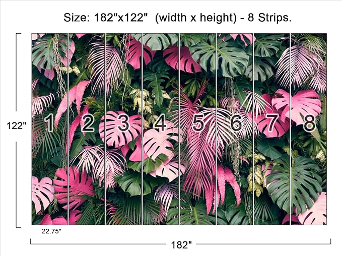 Cliouar-Wall Mural Wallpaper for Bedroom Living Room 3D Mural Monstera Tropical Plant Green Plant Banana Leaf Palm Leaf 182" x 122"(Not Peel and Stick)