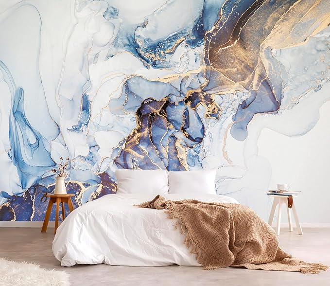 YQWDMX - Gray and Gold Marble Peel and Stick Wallpaper Abstract Mural for Bedroom ZY05 S