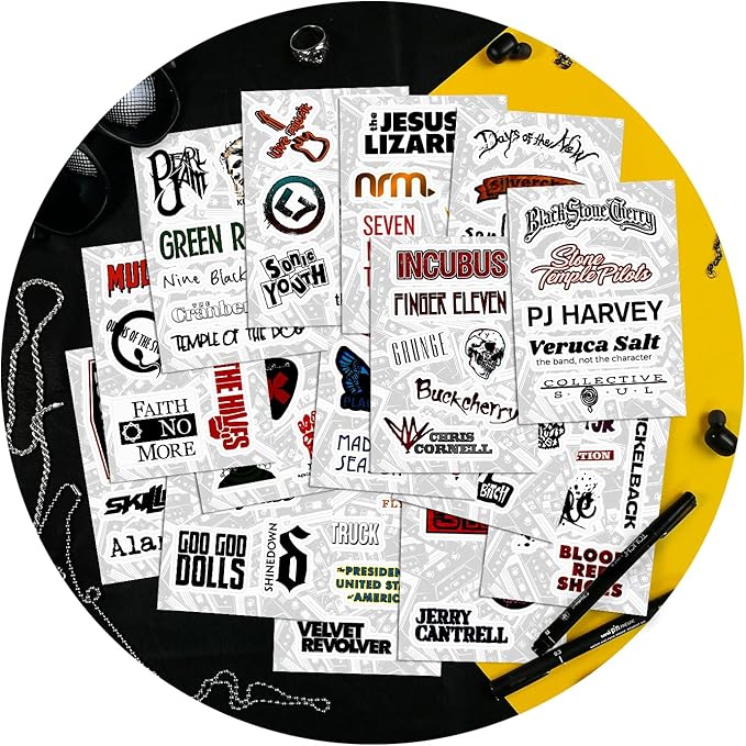 100Pcs Grunge Stickers, 90's Grunge Music, Rock Stickers, Rock Band Decals, Music Gifts for Men and Women