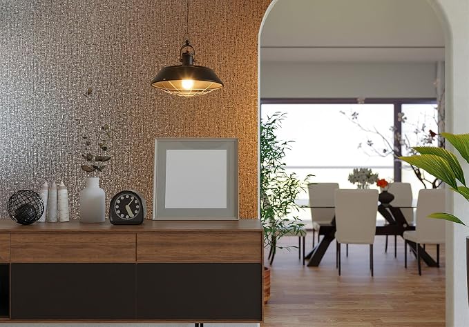 Chocolate Gold Metallic Peel and Stick Wallpaper | Textured Removable Thick Wallpaper, with Stunning Metallic Sheen, Dark Brown Accent for Bohemian makeover
