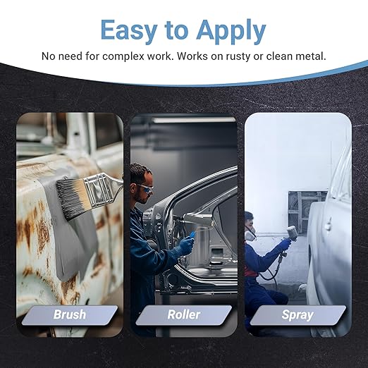 RUST BULLET Automotive - Metallic Gray - 4 Oz - Rust Inhibitor & Protective Coating for Cars, Trucks, & Metal Surfaces, UV Resistant, No Topcoat Needed