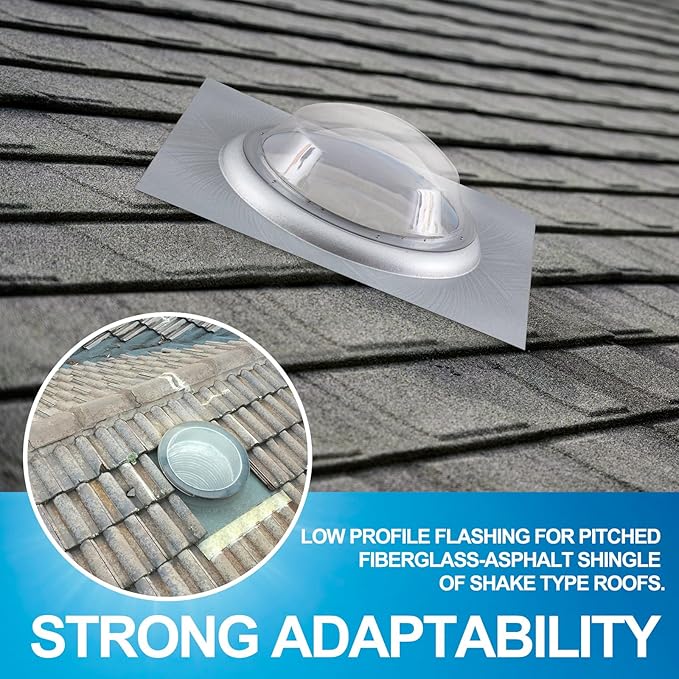16 Inch Solar Tube Skylight, Tubular Daylight Roof Light with Acrylic Dome & Low-Profile Flashing, Flexible Reflective Tube for Bedroom, Hallway, Living Room & Interior Lighting