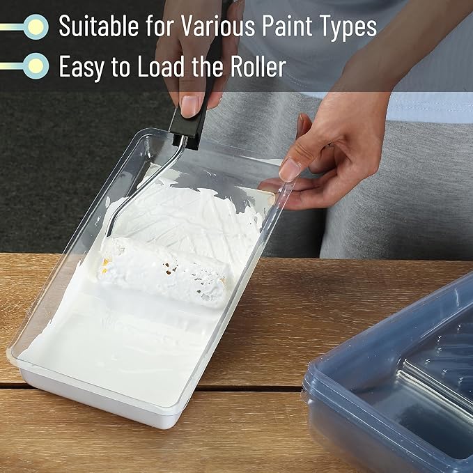 Bates- Paint Tray Liner, 4 Inch, 24 Pack, Clear, Plastic Disposable Paint Tray for Painting Walls