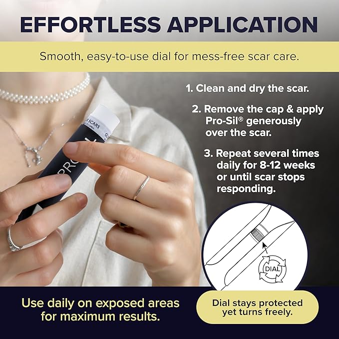 ProSil Elite Carry™ Palm-Sized Silicone Scar Stick – Twist & Protect Keychain Design Scar Treatment for Easy, On-the-Go Application – Secure Dial with One-Handed Use Silicone Stick - Rose Gold Sleeve