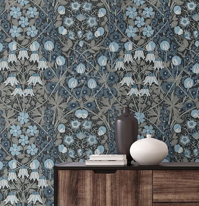 NextWall Tulip Garden Floral Peel and Stick Wallpaper (Bluestone)