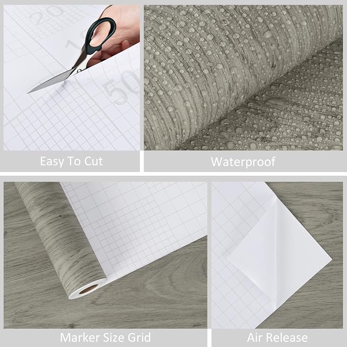 WESTICK Wood Grain Contact Paper Peel and Stick Wood Wallpaper for Cabinets Removable Rustic Wood Grain Contact Paper for Countertops Waterproof Furniture Drawers Liner Bathroom Walls 15.8" x 78"