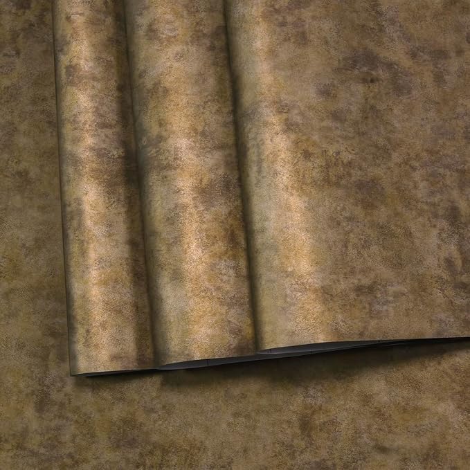 BAYYA Copper Wall Paper Peel and Stick Modern Removable Concrete Wallpaper Gold/Brown/Grey Industrial Wallpaper 16"x118" Rust Vintage Metallic Contact Paper for Bedroom Bathroom Living Room Wall