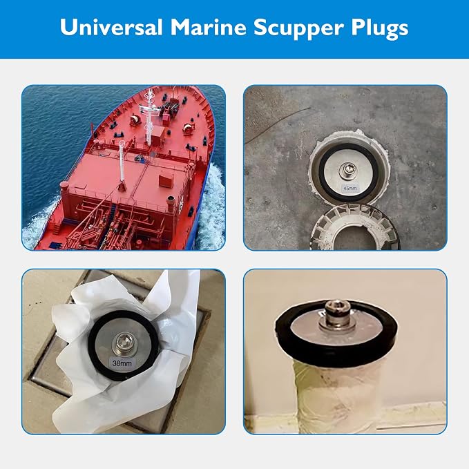 Expandable Mechanical Seal Cleanout Pipe Plug, Sewer Cap Cover | 1-7/8" to 2-1/4" Rubber Expansion Scupper Plugs&Removable Stainless Steel Allen Wrench Handle, Winterizing Pool Boat Plugs