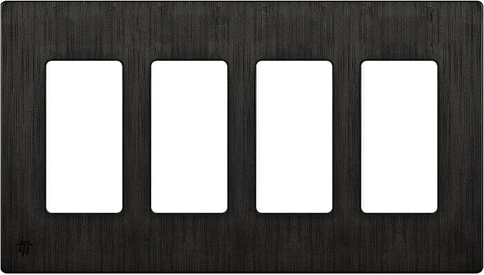 ENERLITES Elite Series Screwless Decorator Wall Plate Child Safe Outlet Cover, Gloss Finish, Size 4-Gang 4.68" H x 8.30" L, Unbreakable Polycarbonate Thermoplastic, SI8834-BDB, Brushed Dark Bronze