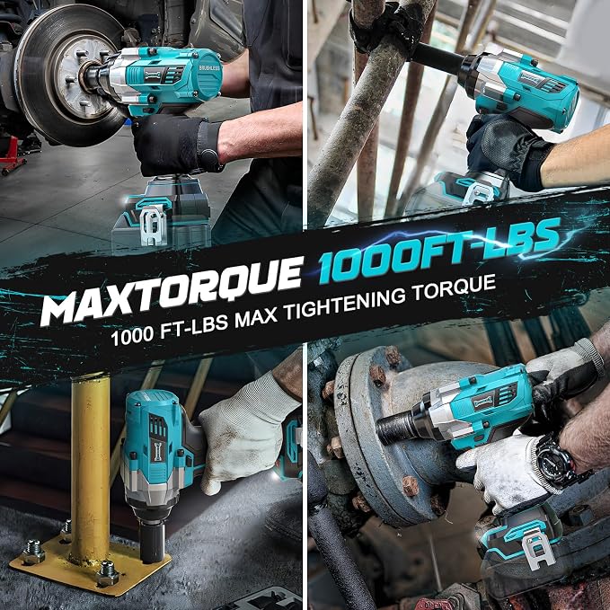 DIYtoolifz Cordless Impact Wrench 1/2 inch for Makita 18v Battery, 900FT-LBS (1200N.m) Brushless Electric Impact Gun, High Torque Power Impact Driver with 6Pcs Sockets & Storage Case (Tool Only)