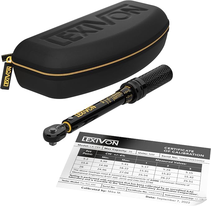 LEXIVON Bike Torque Wrench 1/4-Inch Dr. 15-Piece Kit | 72-Tooth Gear, Dual-Direction Click Type 2~26 Nm / 17.7~230.1 in-lb (LX-191)