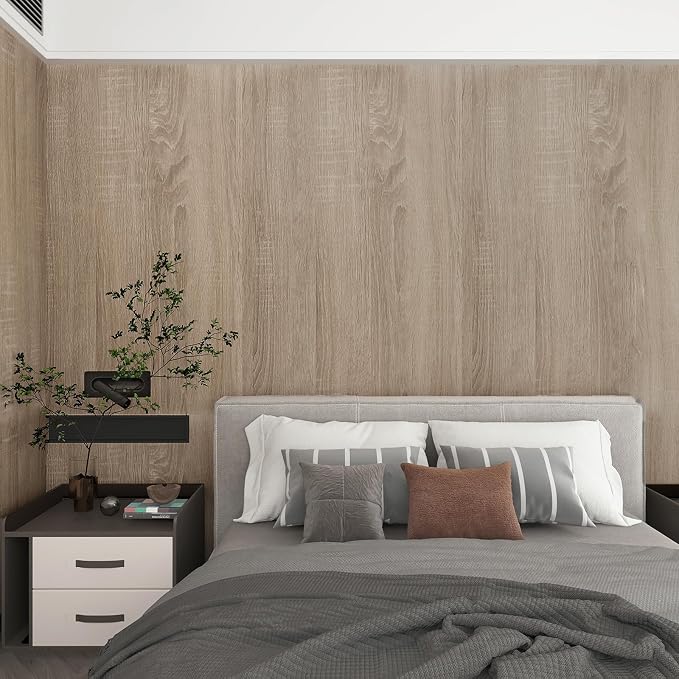 Large Size 196"x48" Wide Light Wood Grain Contact Paper Peel and Stick | Boobest Gray Wooden Wallpaper for Bathroom Farmhouse Laundry Room Apartment Temporary Wallpaper Self Adhesive Wood Vinyl Wrap