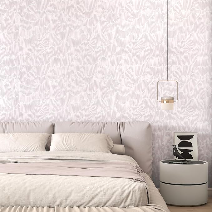 Theper Pink Contact Paper Striped Peel and Stick Wallpaper Boho 17.3"×78.8" | Simple Modern Removable Self Adhesive Wallpaper for Bedroom Cabinets Waterproof White and Pink Wall Paper Vinyl Roll