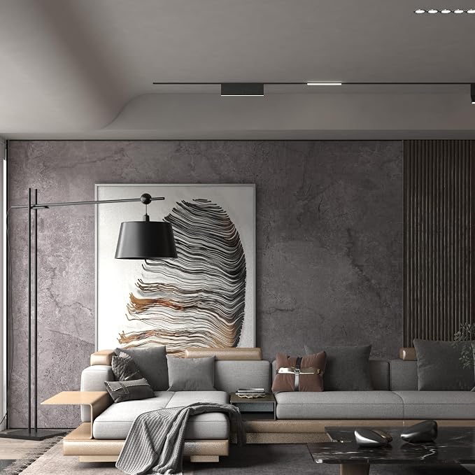 JSEVEM 16"×118" Air Guide Design Extra Thick Grey Light Purple Marble Concrete Wallpaper Peel and Stick Industrial Modern Style Waterproof Gray Marble Concrete Contact Paper Vinyl Sticker for Bedroom