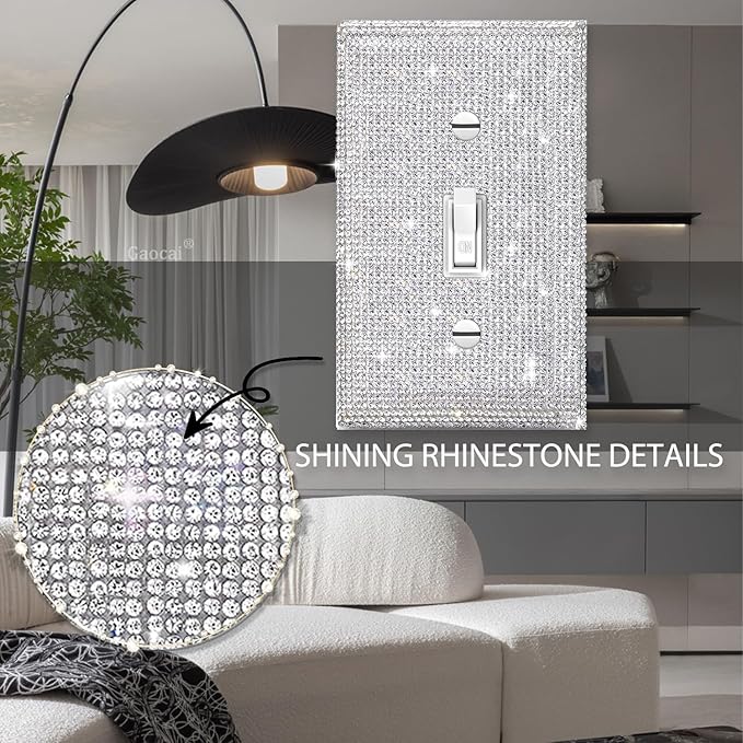 Shiny Silver Rhinestones Wall Plates Light Switch Cover Plate Decorative Wall Plate Single Toggle