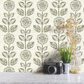 Wudnaye Floral Peel and Stick Wallpaper Vintage Tulip Floral Wallpaper 17.7in×590.4in Flower Farmhouse Contact Paper Peel and Stick Neutral Self Adhesive Removable Vinyl Wall Paper for Kitchen Bedroom