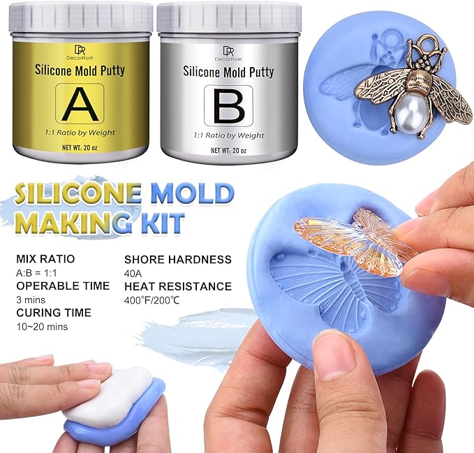 Silicone Putty - 2.5 Lb Flexible Silicone Mold Making Kit for Reusable Silicone Molds Making - Easy 1:1 Mixing Ratio Fast Cured Molding Putty for Casting, Resin Molds, Soap Mold, Candle Molds, Statues