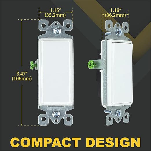 Faith [10-Pack] Single-Pole Decorator Paddle Wall Light Switch, 15A 120/277V, On/Off Rocker, White, 10-Piece