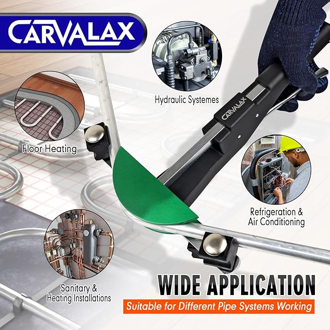 CARVALAX Pipe Tube Bender Set, for 1/4” to 7/8” O.D, 90° Ratcheting Tubing Bender Kit with Reverse Bending Adapters and 7 Multi-Color Aluminum Heads, for HVAC Air Condition Heating Repair