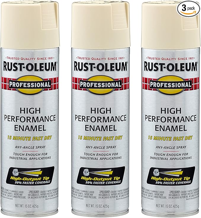 Rust-Oleum 7570838-3PK Professional High Performance Enamel Spray Paint, 15 oz, Gloss Almond, 3 Pack