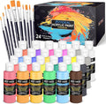 GOTIDEAL Acrylic Paint Set with Paint Brushes, 24 Colors(100ml, 3.4 oz) Paint Kit,Perfect for Artist, Beginner, Ideal for Wood, Canvas, Rocks, Craft Painting Supplies
