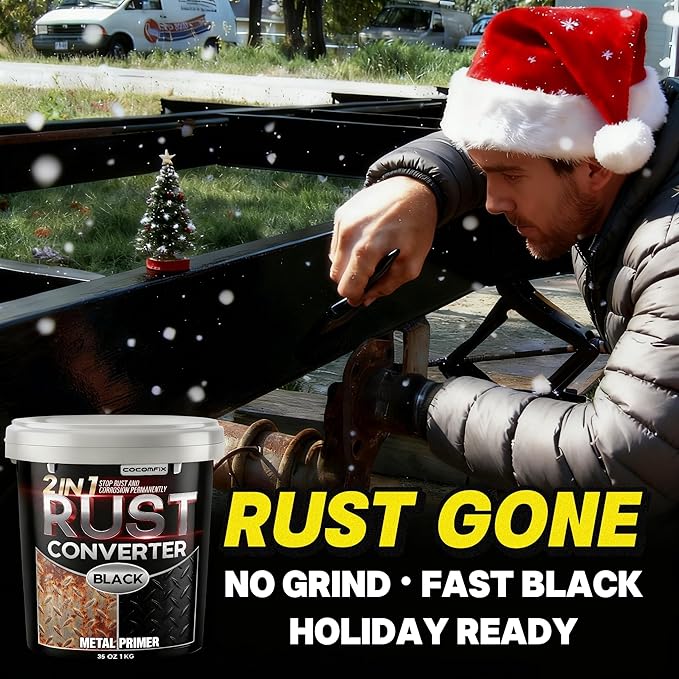 2 in 1 Ultra Rust Converter & Metal Primer, 35 oz Car Heat-Stable Rust Reformer & Encapsulator Paint for Trailer, Truck Chassis, Frame, Rust Inhibitor & Neutralizer for Metal, Gloss Black