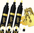 3PK Permanent Mirror Chrome Gold Markers – Metallic Gold Paint Pens for Metal, Plastic, Fabric, Jewelry, Model Painting, Touch-Up and Repair Kit, Set of 3 Tips (0.7mm, 1mm, 3mm)