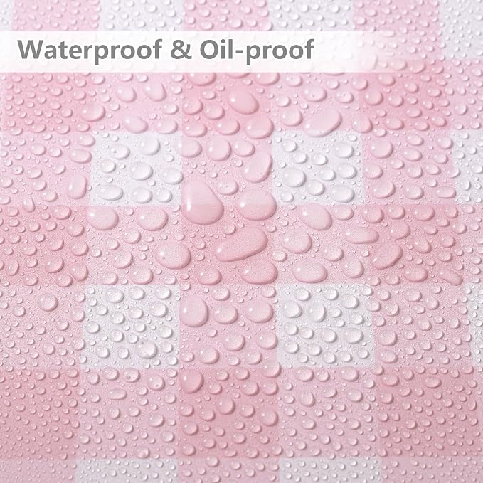 Plaid Wallpaper Peel and Stick, Pink, 17.7"x393" | Self Adhesive, Vinyl, Removable, Boho Contact Paper, Checkered Wall Paper for Bedroom, Living Room, Bathroom