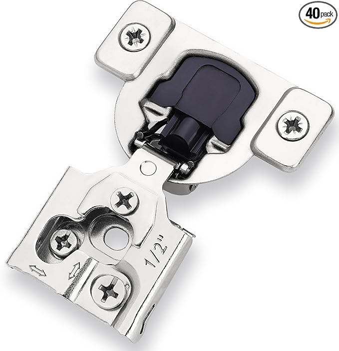 Decobasics 40 Pack Soft Close Cabinet Hinges – 1/2" Overlay for Kitchen Cabinet Doors, Slow Self-Closing Concealed Hidden Hinges for Face Frame –Stainless Steel, 3-Way Adjustable & Quiet Close Damper